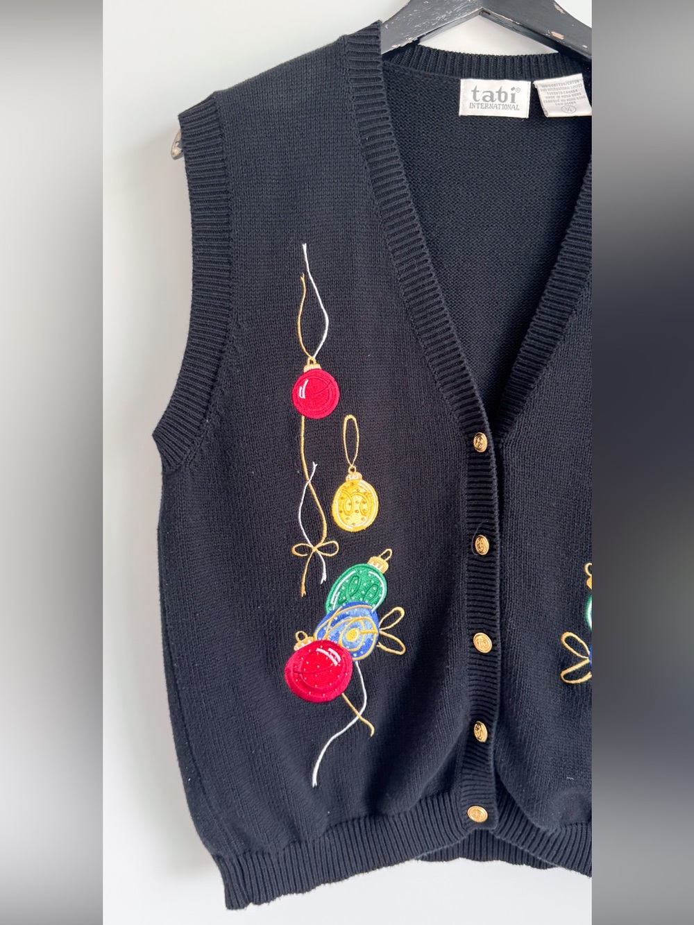 Vintage Tabi International Christmas Ornaments Sweater Vest Embroidered Knit L - Picture 6 of 10